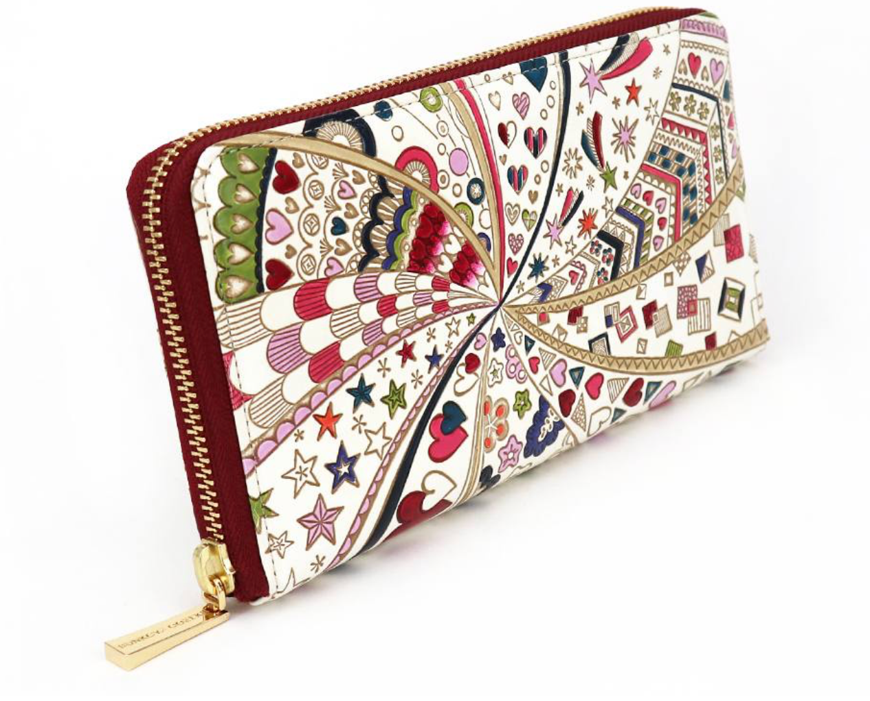 Bunkoya Oozeki Glossy Hearts Zippered Long Wallet2 - Big Bag NY