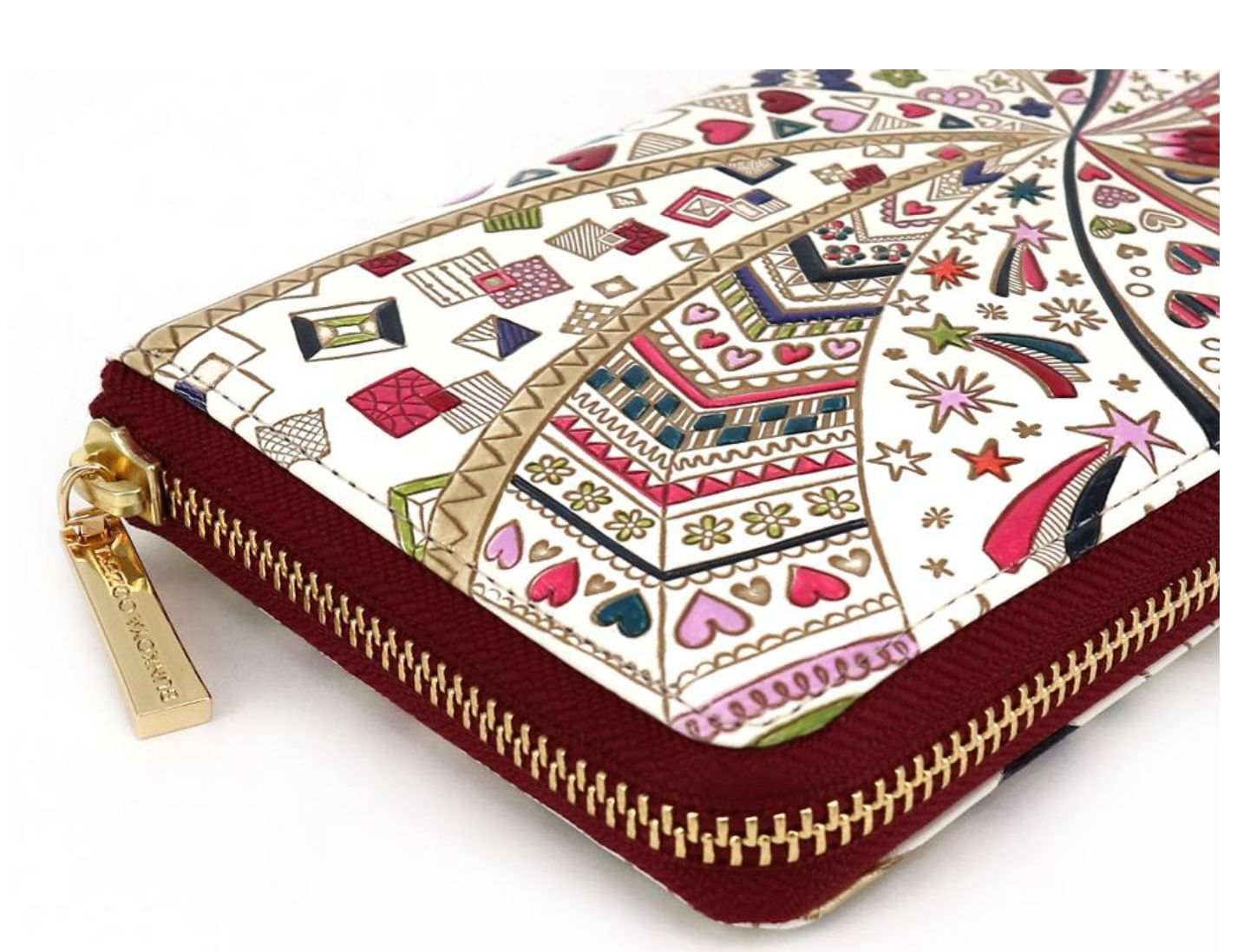 Bunkoya Oozeki Glossy Hearts Zippered Long Wallet3 - Big Bag NY