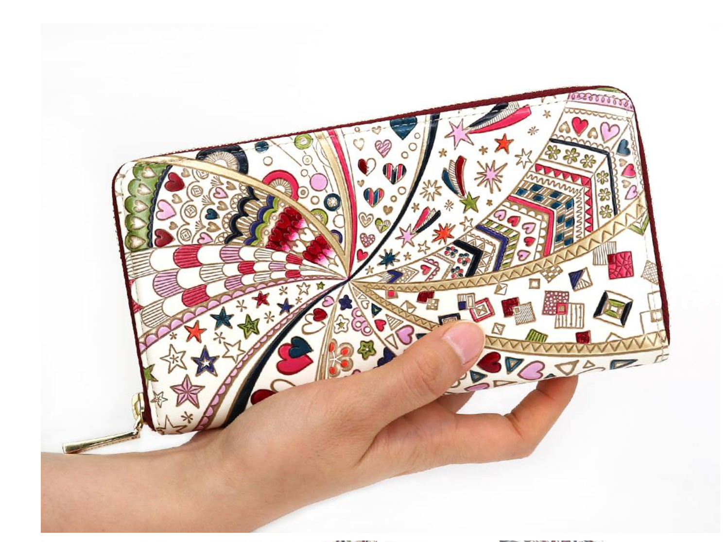 Bunkoya Oozeki Glossy Hearts Zippered Long Wallet4 - Big Bag NY