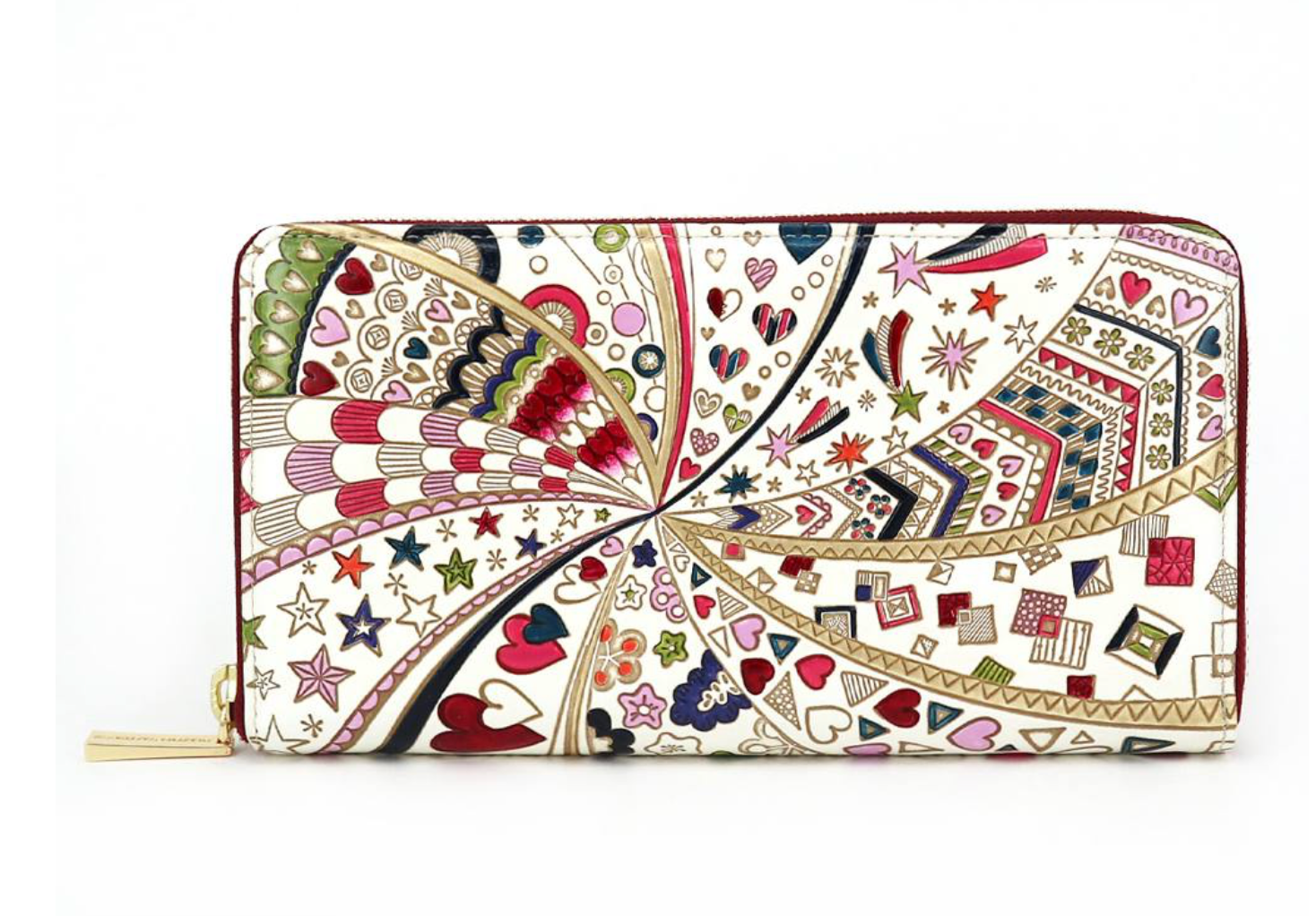 Bunkoya Oozeki Glossy Hearts Zippered Long Wallet - Big Bag NY