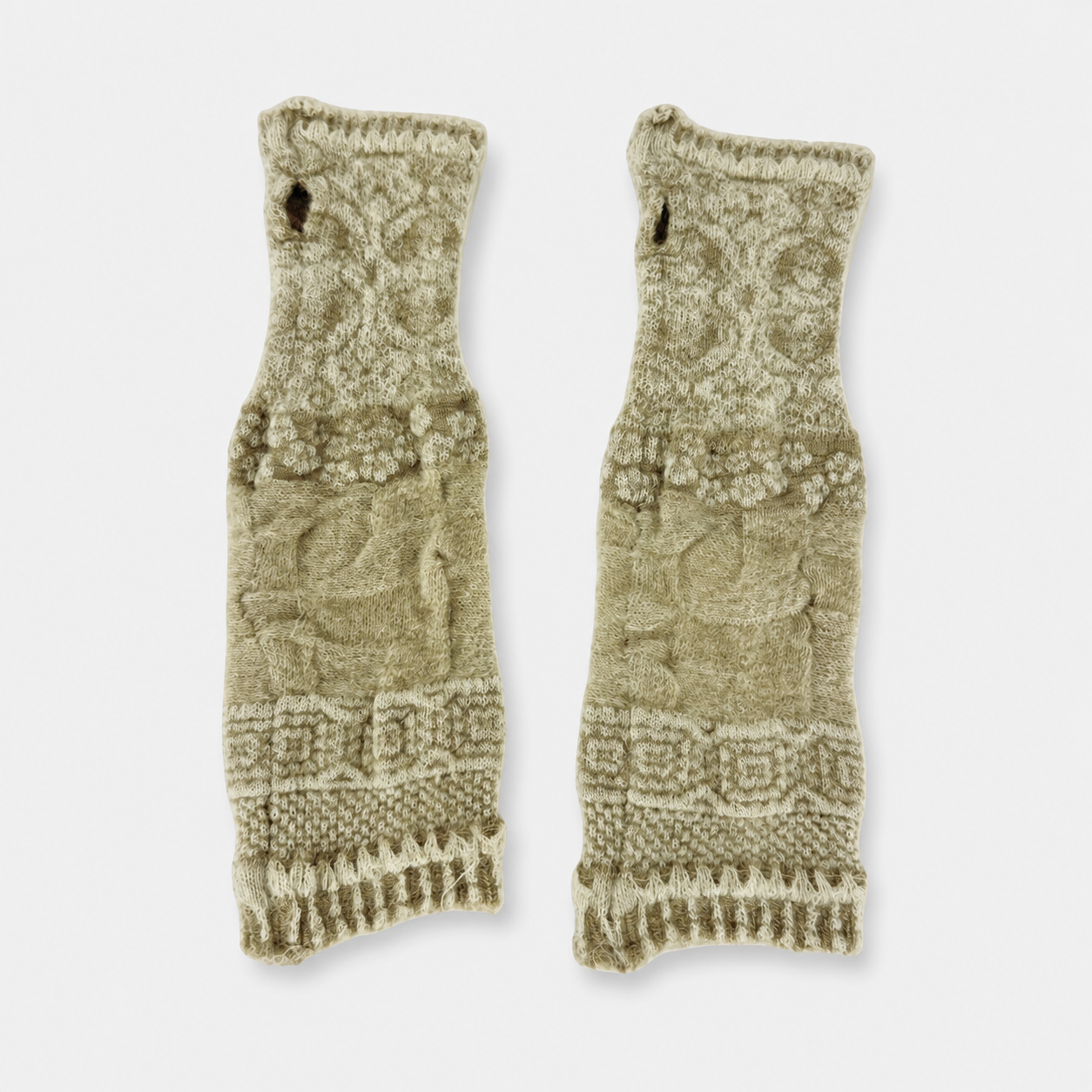 Butapana Fingerless Armwarmer Wool Glove in Ivory Beige - Big Bag NY