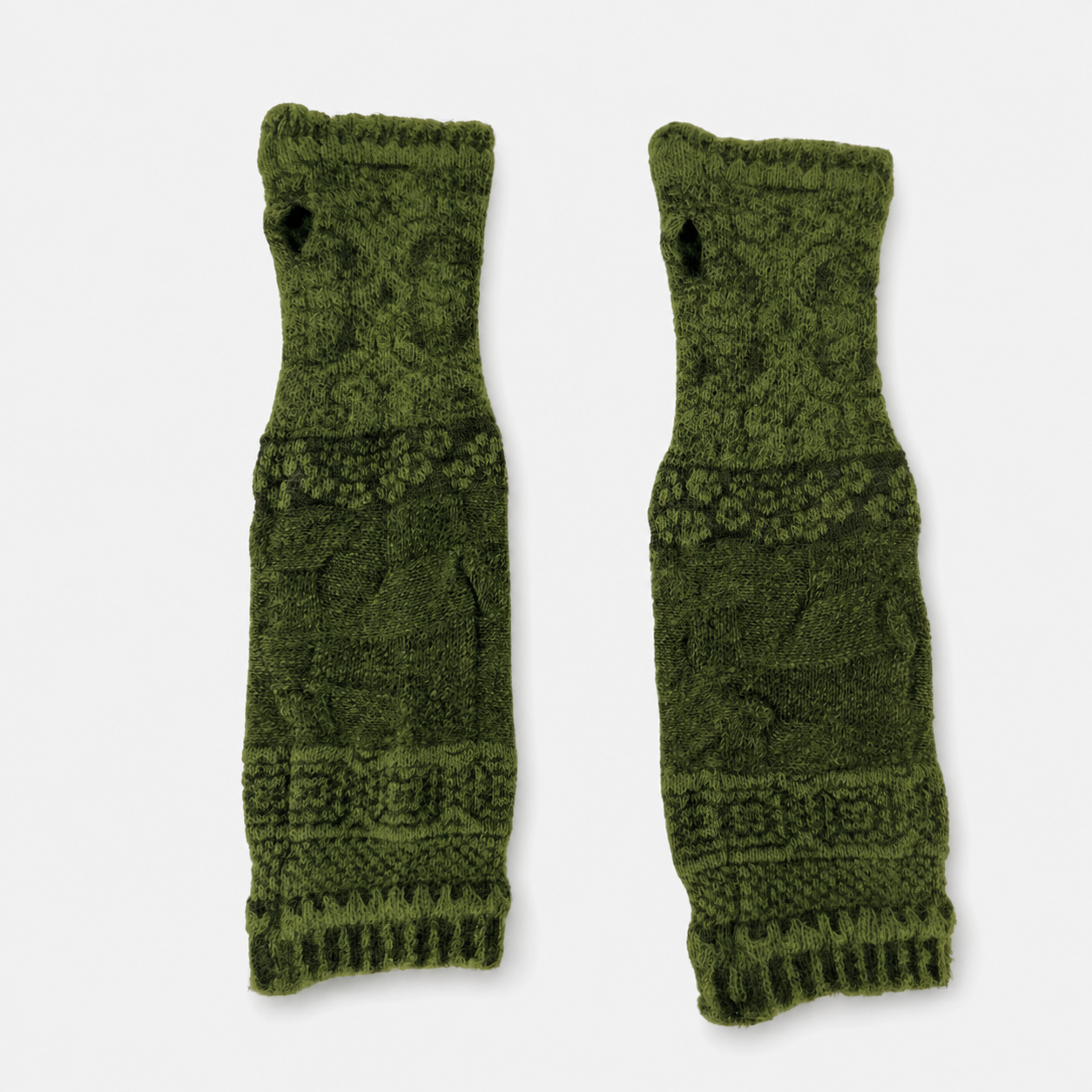 Butapana Fingerless Armwarmer Wool Glove in Moss Green - Big Bag NY