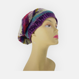 Butapana Oversized Printed Wool Beret Beanie in Multi Purple - Big Bag NY