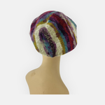Butapana Oversized Printed Wool Beret Beanie in Multi Purple - Big Bag NY