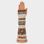 Butapana Printed Long Fingerless Armwarmer Wool Glove in Ivory Beige - Big Bag NY