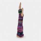 Butapana Printed Long Fingerless Armwarmer Wool Glove in Purple - Big Bag NY