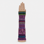 Butapana Printed Long Fingerless Armwarmer Wool Glove in Purple - Big Bag NY