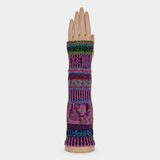 Butapana Printed Long Fingerless Armwarmer Wool Glove in Purple - Big Bag NY