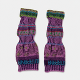 Butapana Printed Long Fingerless Armwarmer Wool Glove in Purple - Big Bag NY