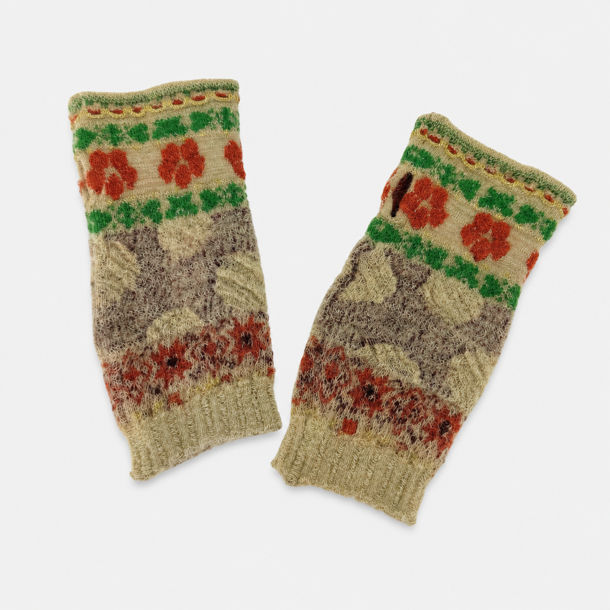 Butapana Short Fingerless Wool Glove in Beige - Big Bag NY
