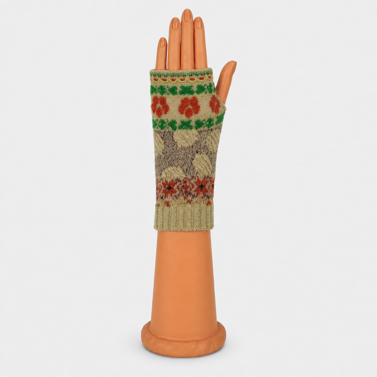 Butapana Short Fingerless Wool Glove in Beige - Big Bag NY
