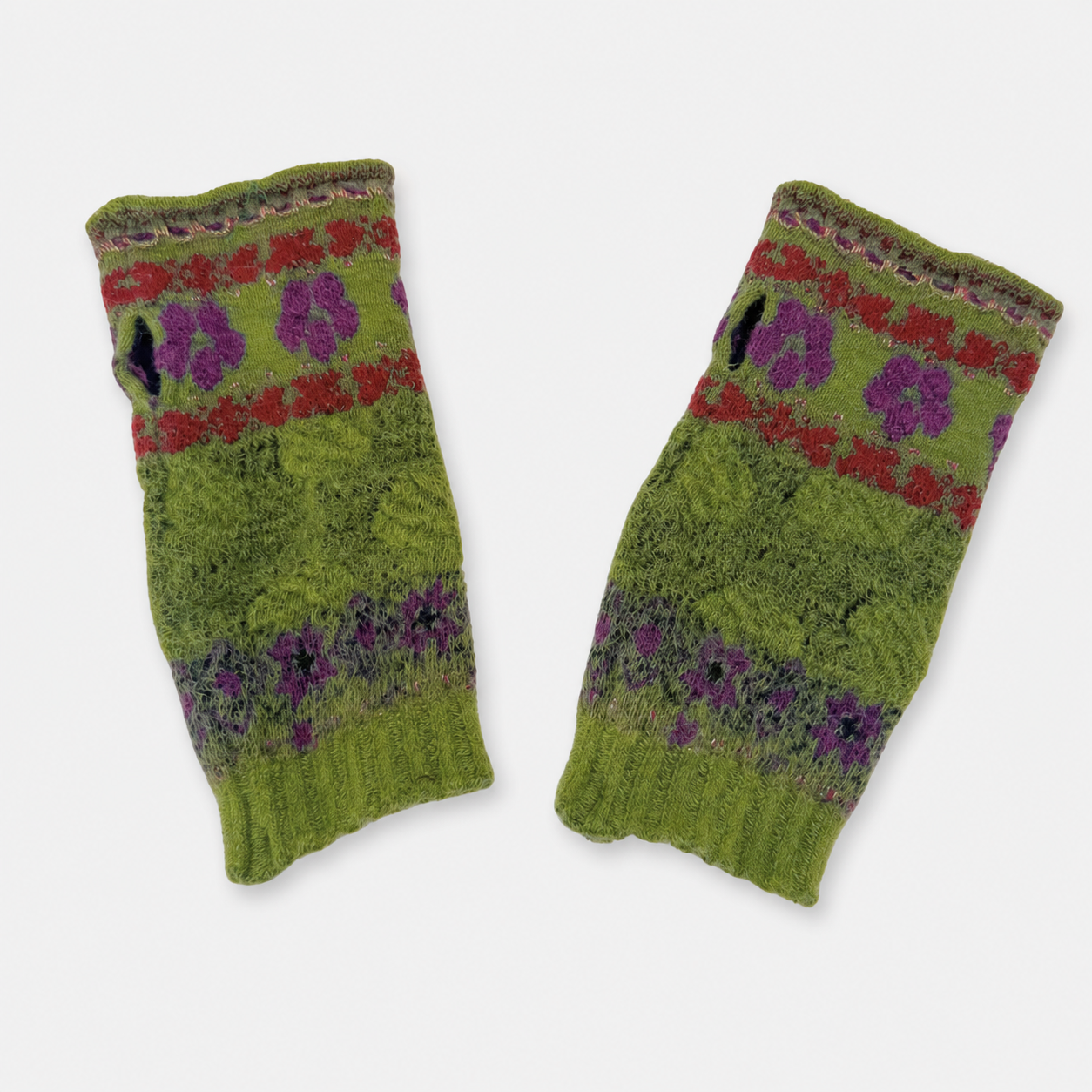 Butapana Short Fingerless Wool Glove in Green - Big Bag NY