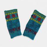 Butapana Short Fingerless Wool Glove in Teal Blue - Big Bag NY