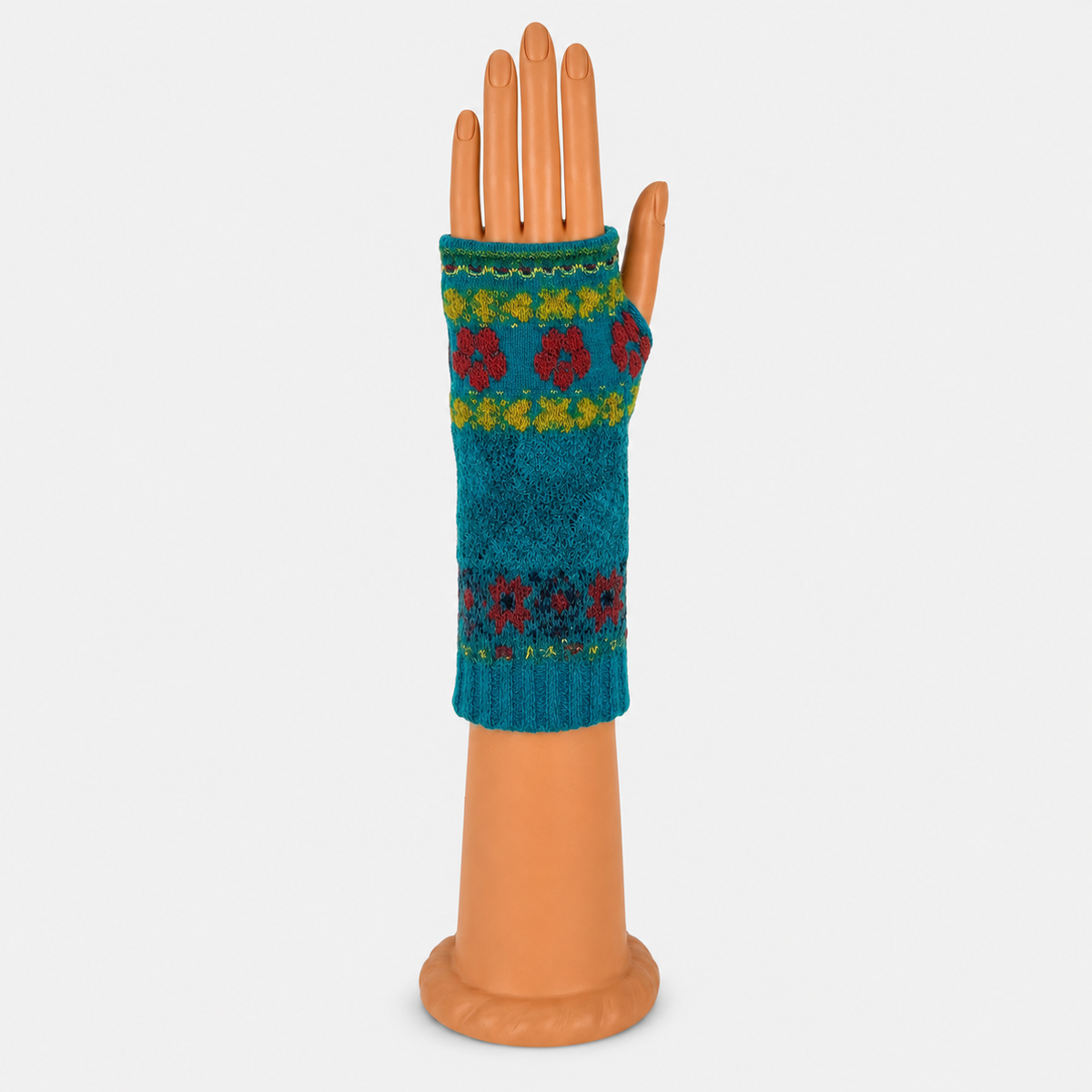 Butapana Short Fingerless Wool Glove in Teal Blue - Big Bag NY
