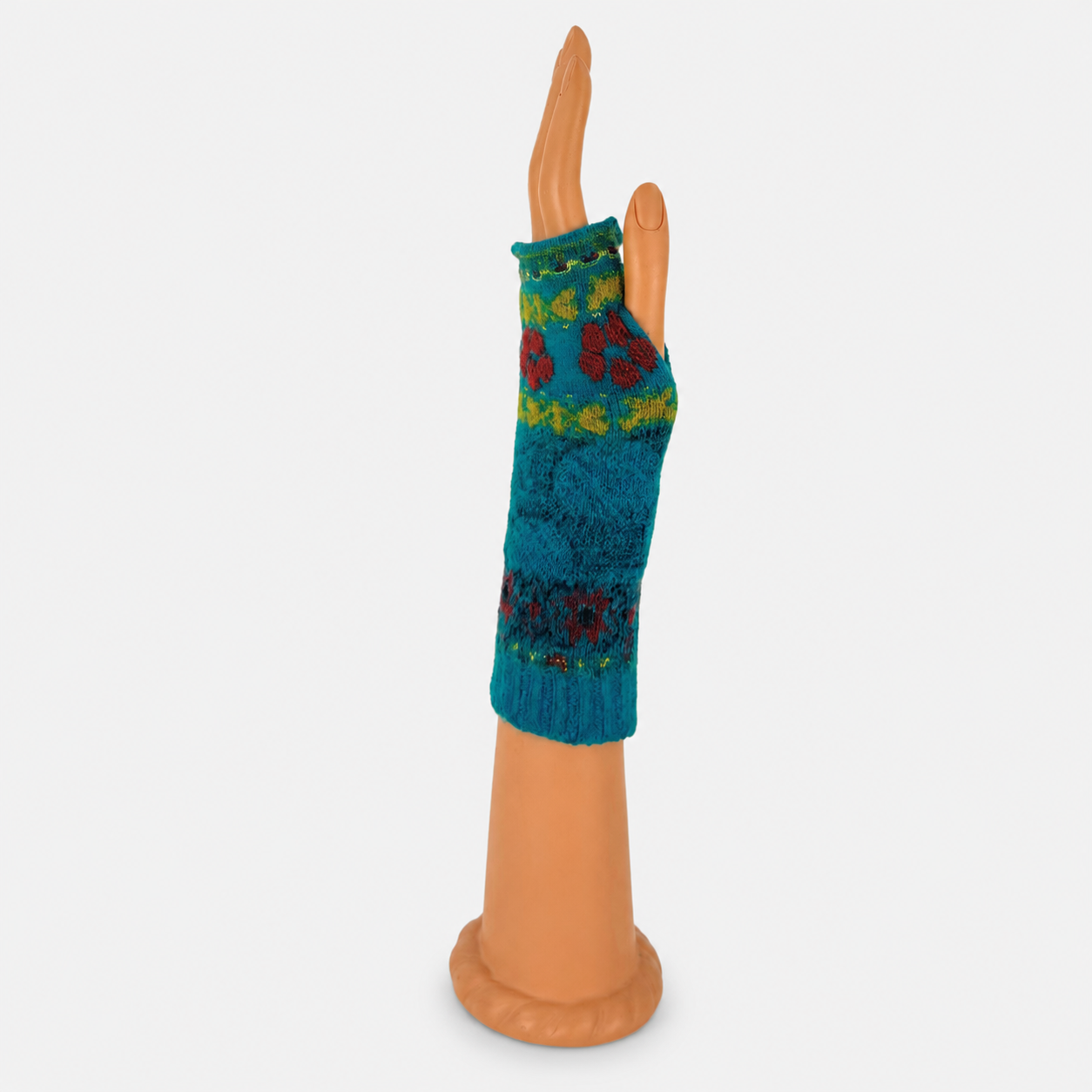 Butapana Short Fingerless Wool Glove in Teal Blue - Big Bag NY