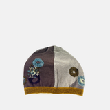 Wool Blend Hand Embroidered Hat in Beige