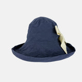 CA4LA Laundry Ribbon Wide Brim Foldable Floppy Hat Navy -Big Bag NY