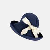 CA4LA Laundry Ribbon Wide Brim Foldable Floppy Hat Navy -Big Bag NY