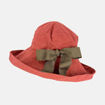 CA4LA Laundry Ribbon Wide Brim Foldable Floppy Hat Red -Big Bag NY