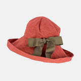 CA4LA Laundry Ribbon Wide Brim Foldable Floppy Hat Red -Big Bag NY
