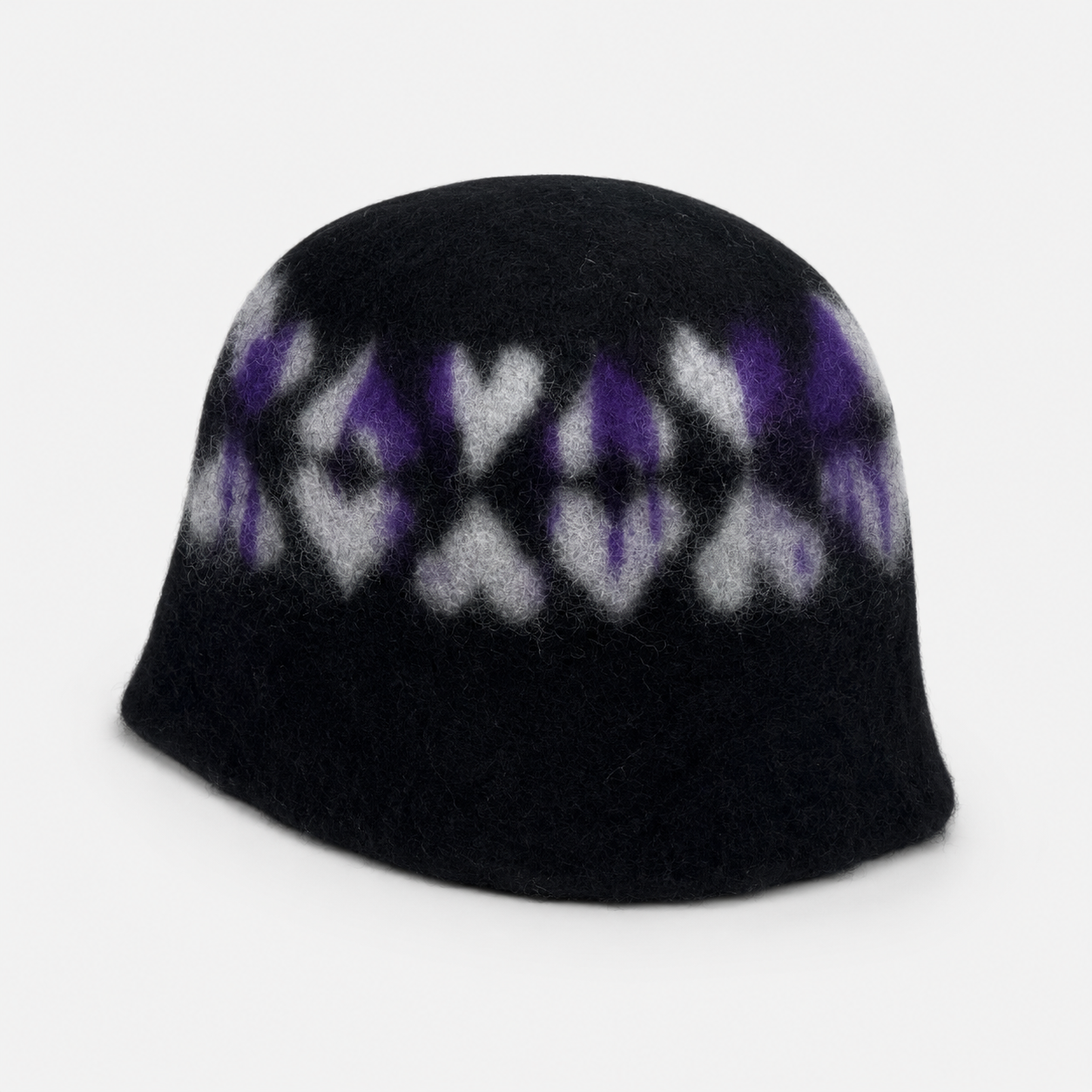 CA4LA Patterned Heart Knit Beanie in Black