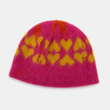 CA4LA Patterned Heart Knit Beanie in Pink - Big Bag NY