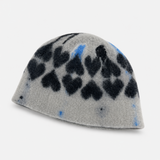 CA4LA Patterned Heart Knit Beanie in White - Big Bag NY
