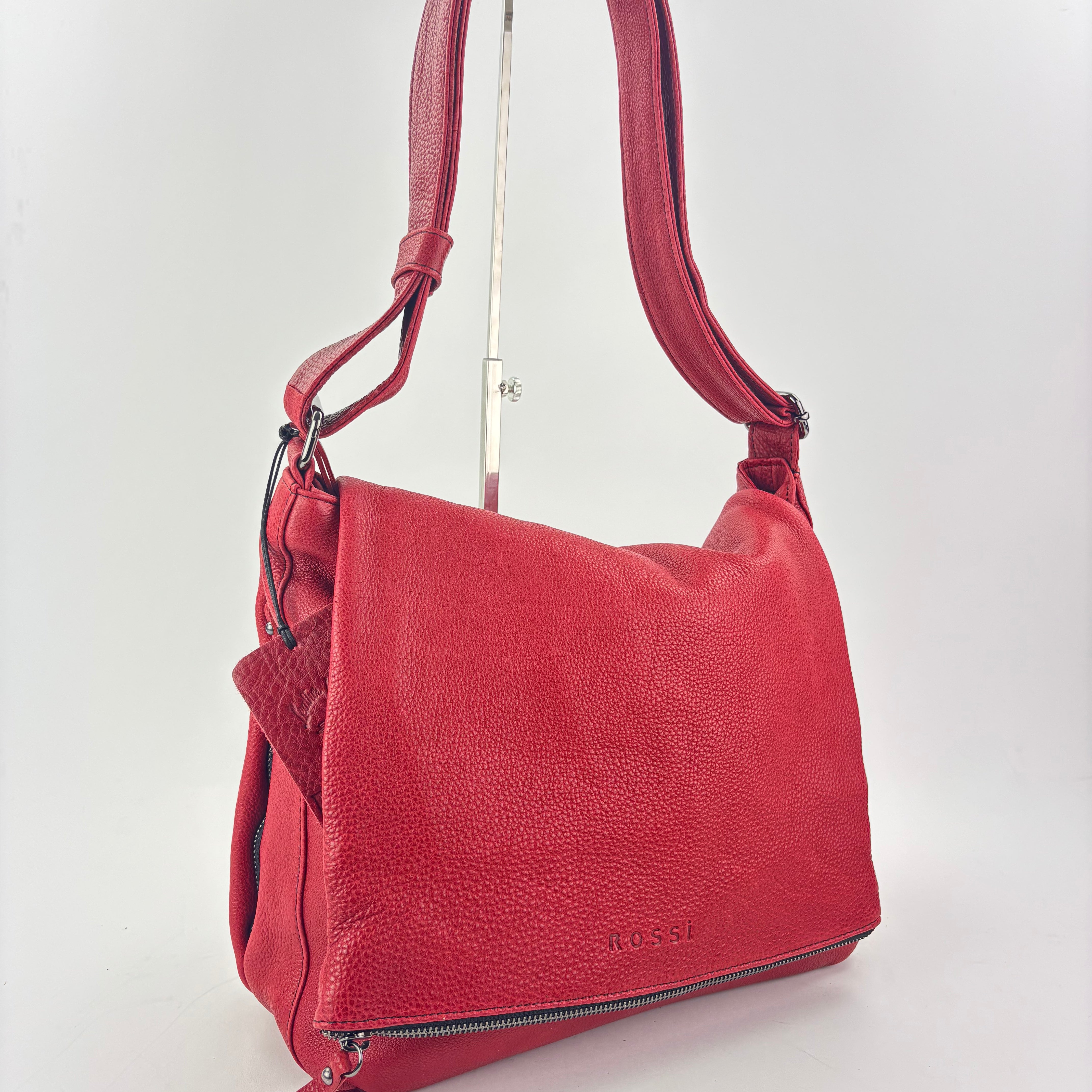 Large Zip Flap pocket Hobo Crossbody Red - Big Bag NY