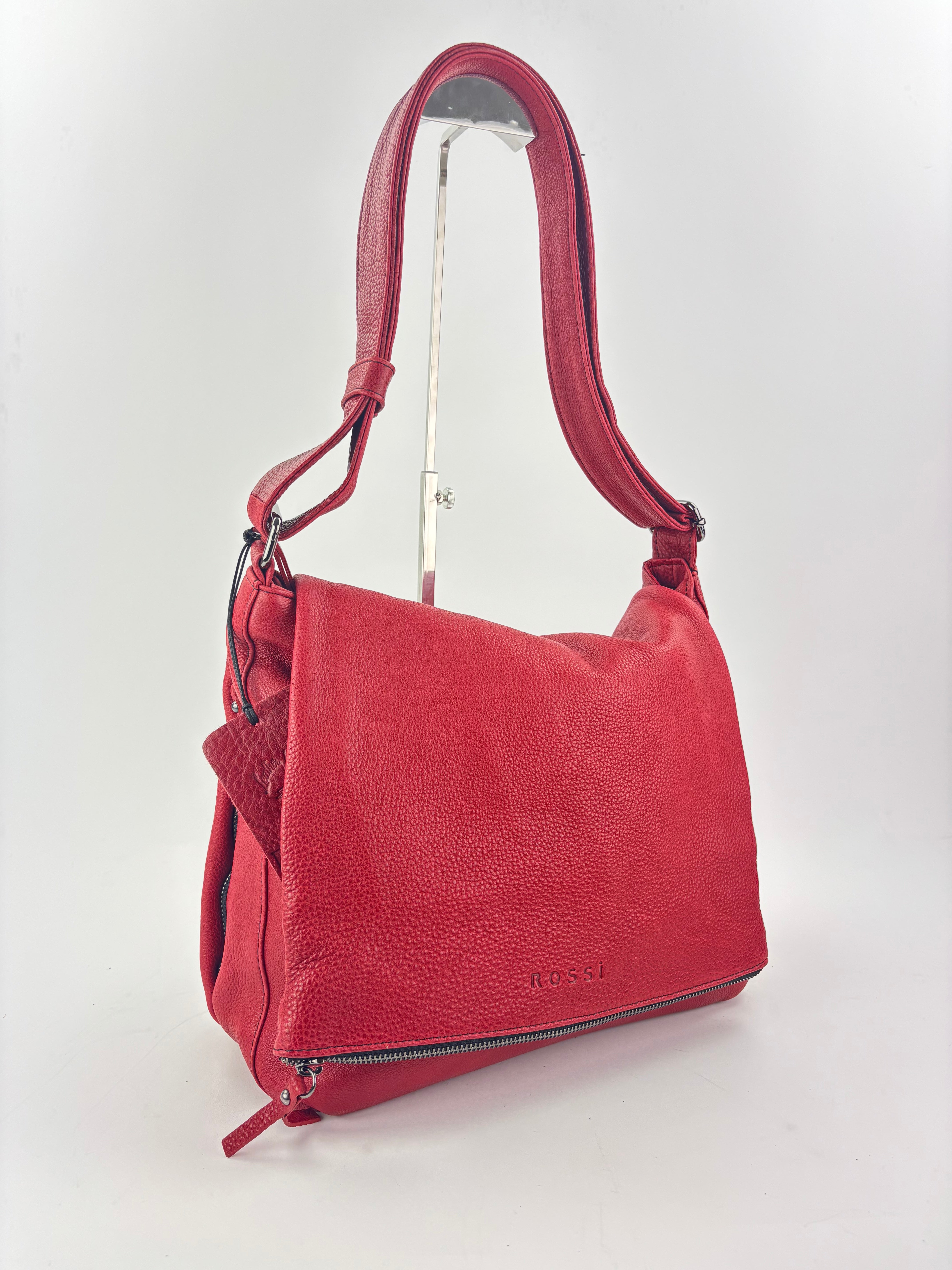 Large Zip Flap pocket Hobo Crossbody Red - Big Bag NY