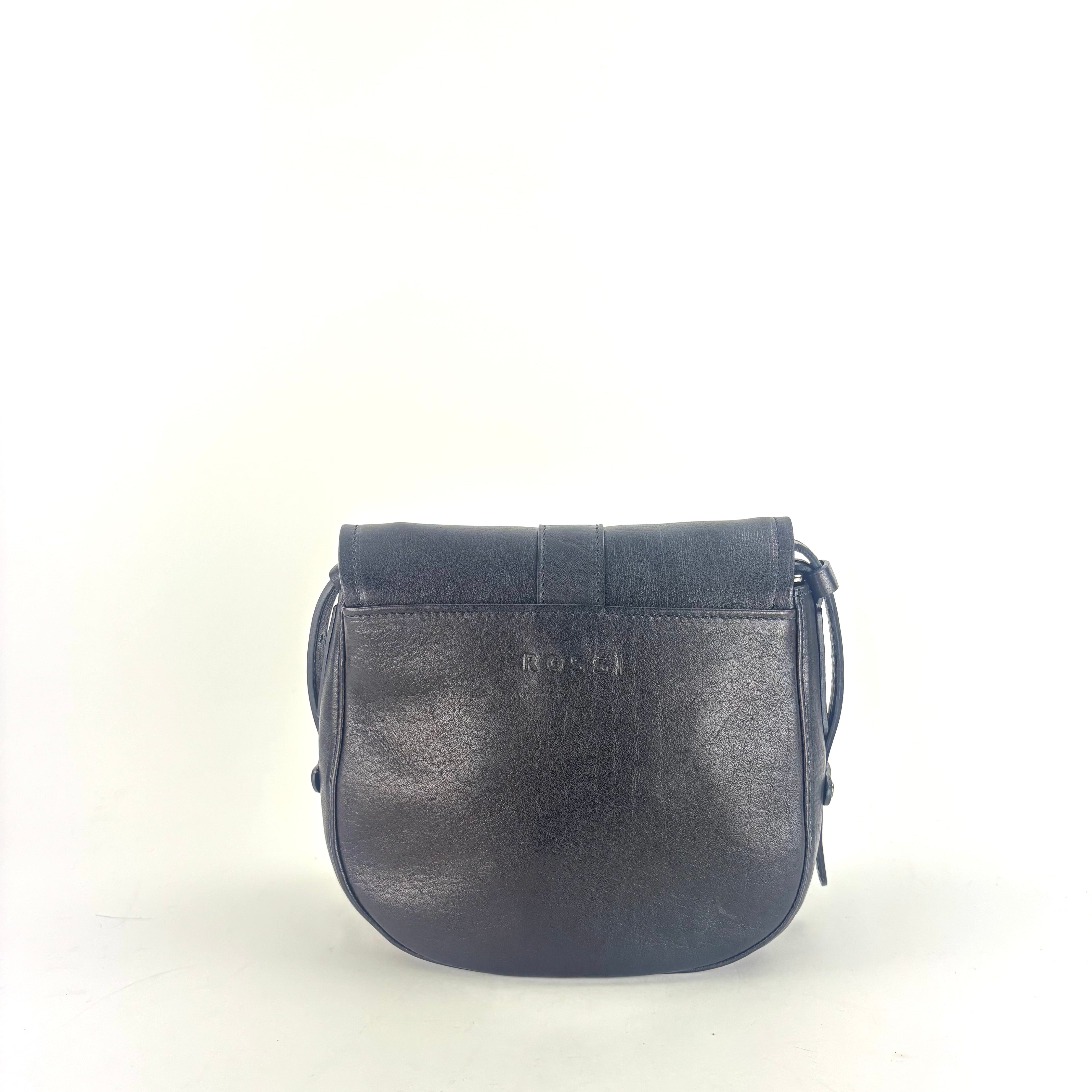 Medium Tuscan Leather Saddle Bag Black - Big Bag NY