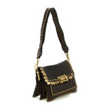 Campomaggi AGNESE Studded Coins Shoulder Bag in Dark Brown - BIG BAG NY