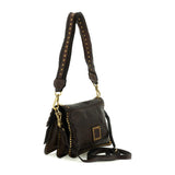 Campomaggi AGNESE Studded Coins Shoulder Bag in Dark Brown - BIG BAG NY