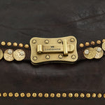 Campomaggi AGNESE Studded Coins Shoulder Bag in Dark Brown - BIG BAG NY