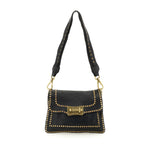 Campomaggi AGNESE Studded Shoulder Bag in Black - BIG BAG NY