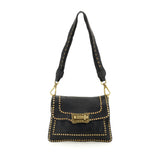 Campomaggi AGNESE Studded Shoulder Bag in Black - BIG BAG NY