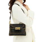 Campomaggi AGNESE Studded Shoulder Bag in Black - BIG BAG NY