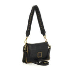 Campomaggi AGNESE Studded Shoulder Bag in Black - BIG BAG NY