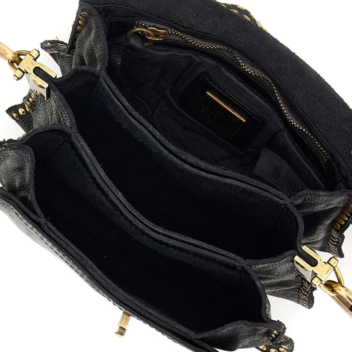 Campomaggi AGNESE Studded Shoulder Bag in Black - BIG BAG NY