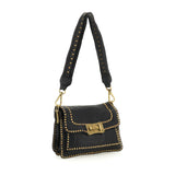 Campomaggi AGNESE Studded Shoulder Bag in Black - BIG BAG NY