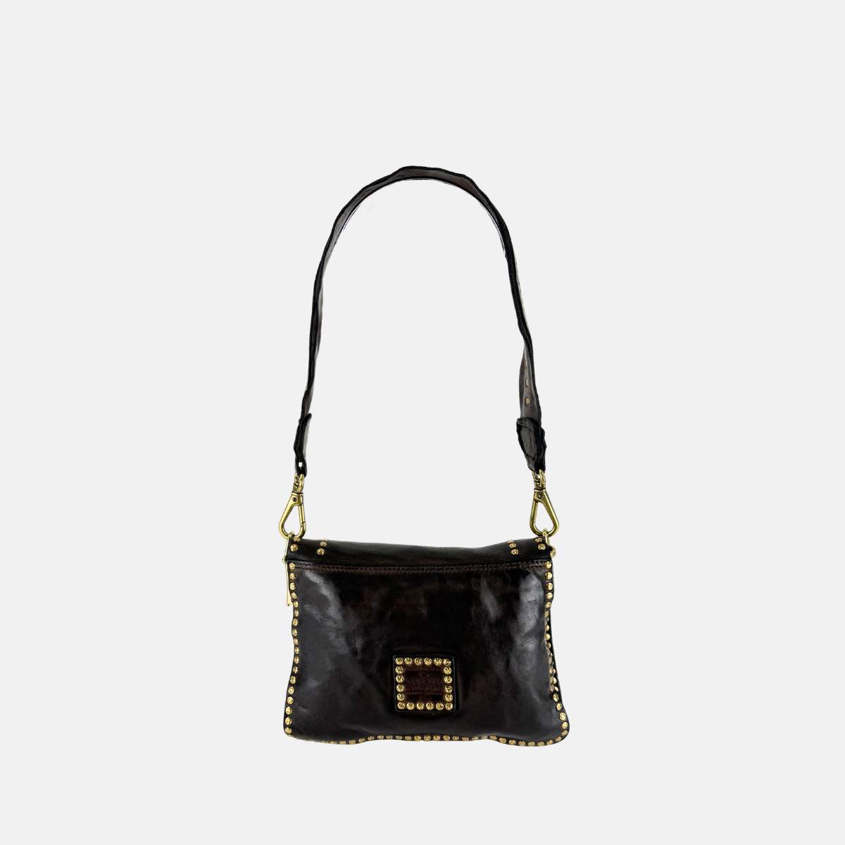 Campomaggi AGNESE Studded Shoulder Bag in Dark Brown - Big Bag NY