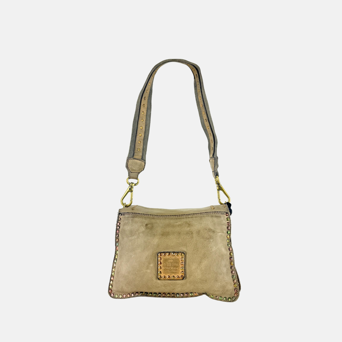 Campomaggi AGNESE Studded Shoulder Bag in Off White - Big Bag NY