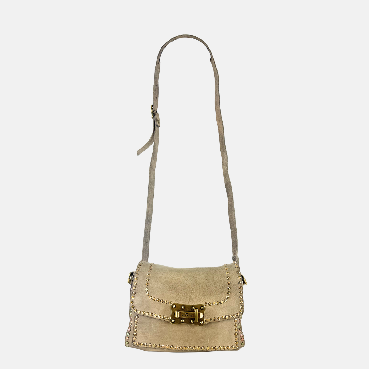 Campomaggi AGNESE Studded Shoulder Bag in Off White - Big Bag NY