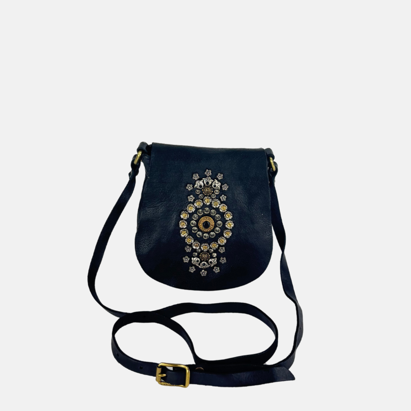 Campomaggi GIADA Small Studded Flap Crossbody in Black - Big Bag NY