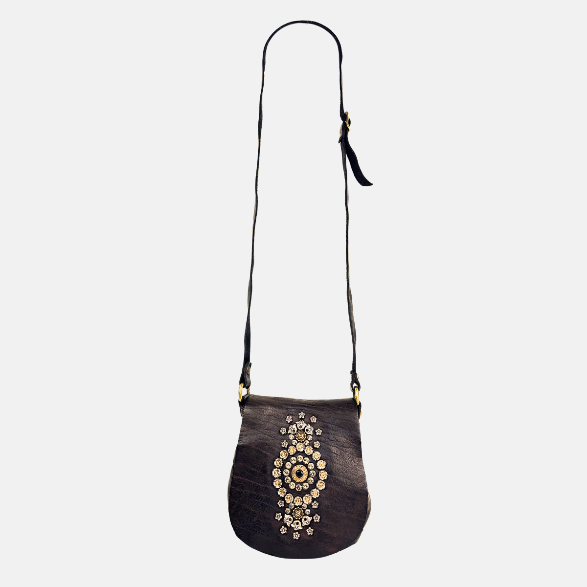 Campomaggi Giada Small Studded Flap Crossbody in Brown - Big Bag NY