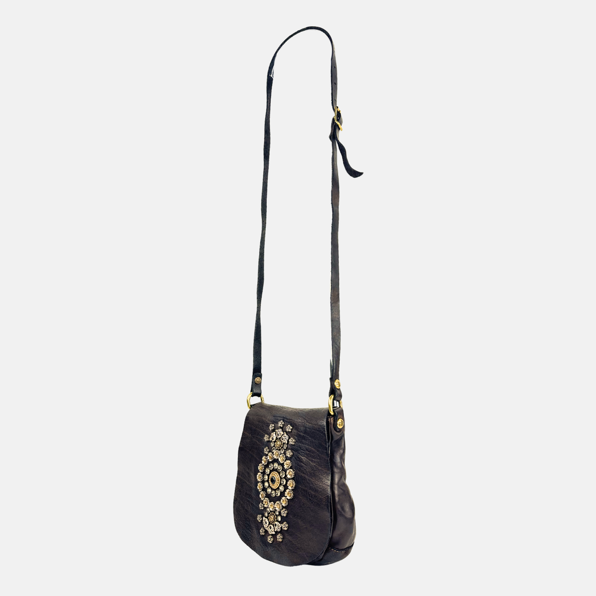 Campomaggi Giada Small Studded Flap Crossbody in Brown - Big Bag NY