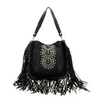 Campomaggi Giulia Fringes Crossbody Bag in Black - BIGBAG NY