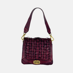 Campomaggi PERLA Woven Flap Crossbody Bag in Burgundy Big Bag NY