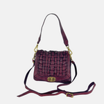 Campomaggi PERLA Woven Flap Crossbody Bag in Burgundy Big Bag NY strap
