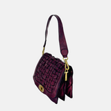 Campomaggi PERLA Woven Flap Crossbody Bag in Burgundy Big Bag NY side