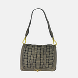 Campomaggi PERLA Woven Flap Crossbody Bag in Cement Grey Big Bag NY